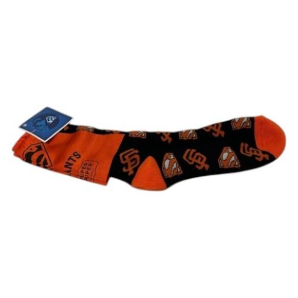 San Francisco Giants Superman Logo Socks Adult Large Black Orange Success Brands - Picture 6 of 16
